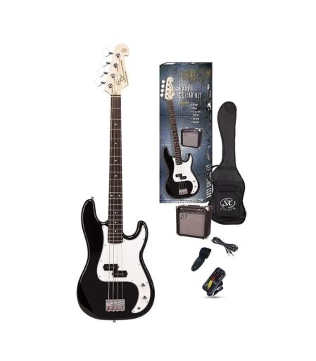 SX Guitar SB2-SK-BK Precision Electric Bass Package Guitar - Black - Image 1