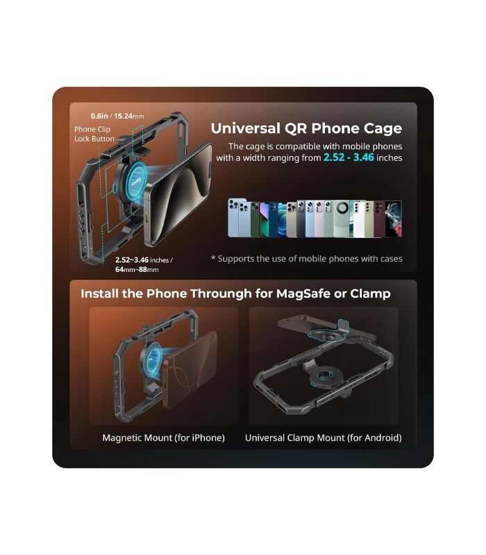 SmallRig All-in-One Universal Quick Release Phone Video Rig Kit Pro, Phone Stabilizer Rig Kit with LED Light Microphone QR Tripod Dual Handles Power Bank Holder, for Creator & Live Streaming - 4704