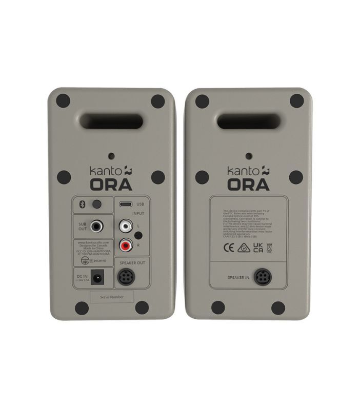 ⁦كانتو أوديو - أورا سماعات مرجعية مكتبية مدمجة بقدرة ١٠٠ واط مع مدخل يو إس بي - سي وبلوتوث - رمادي فاتح هادئ، زوج⁩ - الصورة ⁦2⁩