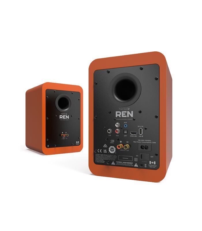 Kanto Audio - REN 200W Powered Bookshelf Speakers with HDMI ARC, USB-C, and Bluetooth 5.3 - Matte Orange, Pair - Image 3