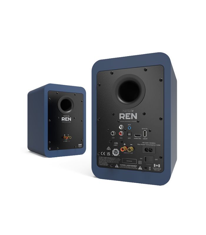 Kanto Audio - REN 200W Powered Bookshelf Speakers with HDMI ARC, USB-C, and Bluetooth 5.3 - Matte Blue Pair - Image 2