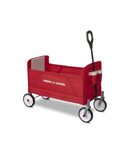 Radio Flyer 3-in-1 EZ Fold Wagon; Red Folding Wagon with Canopy; Collapsible Wagon for Kids, Cargo, & Garden