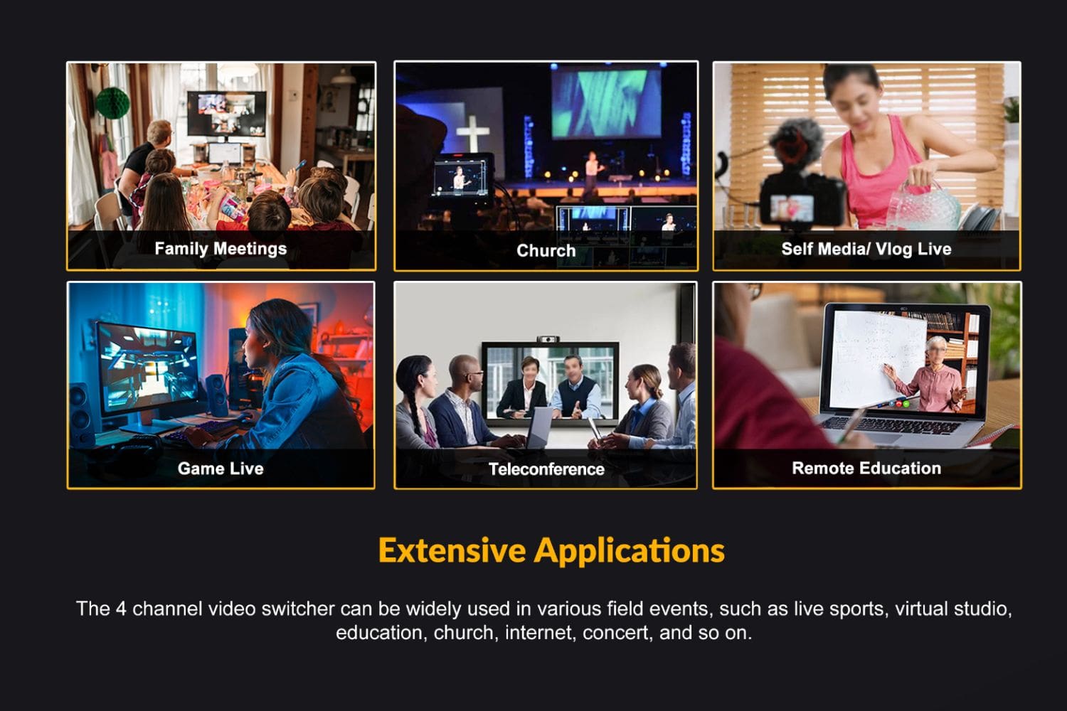 AVMATRIX HVS0401E Micro 4 Channel HDMI DP Video Switcher Mixer 4 Channel Inputs with RTMP Live Streaming and Record
