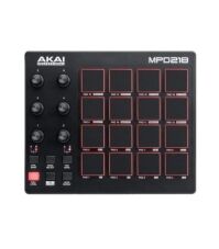 Akai Professional MPD218 UltraPortable USB BusPowered 16Pad USB/MIDI Pad Controller with MPC Pads, 6 Assignable Knobs, Note Repeat & Full Level Buttons, and Production Software Package Included, Black