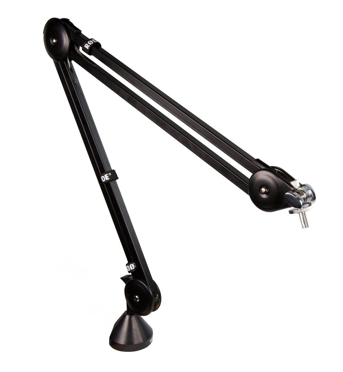 Rotates 360 degrees with a maximum reach of 32.5 inches horizontally and 33 inches vertically3/8 inch thread adaptorHolds up to 4.4 lbsIncludes two desk mounting options2-axis swivel mount for accurate positioning