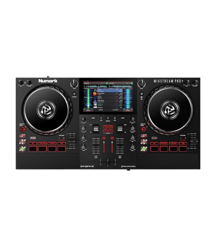 Numark Mixstream Pro+ Standalone DJ Controller, Amazon Music Unlimited Streaming, Mixer, Touchscreen, WiFi, Speakers, Works with Serato and Virtual DJ