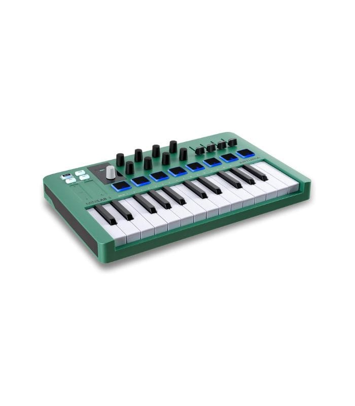 Arturia MiniLab 3 — Limited Edition Mint Green 25 Key USB MIDI Keyboard Controller With 8 Multi-Color Drum Pads, 8 Knobs and Music Production Software Included