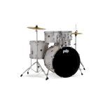 PDP Drums - PDCE2215KTDW Center Stage 5-Pieces Drumset with Hardware and Cymbals - Diamond Silver
