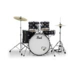 مجموعة طبول رود شو ٥ قطع (طبلة بيس ٢٢١٦ بي / راك توم ١٠٠٨ تي / راك توم ١٢٠٩ تي / فلور توم ١٦١٦ إف / سنير ١٤٥٥ إس) مع صنجات وملحقات معدنية بلمسة نهائية أسود نفاث (داكن جدًا)