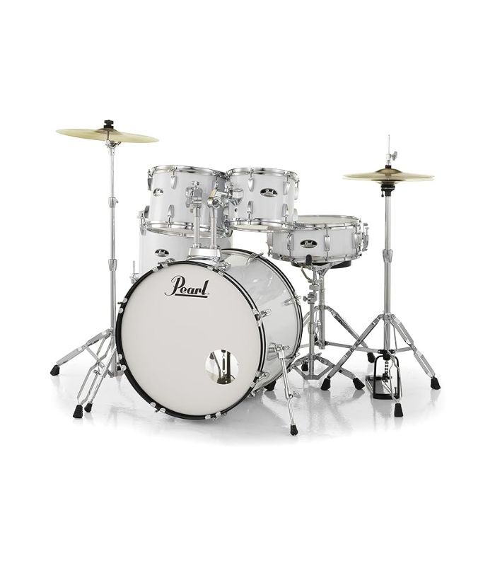 Pearl Roadshow 5-pcs Drum Set 2216B/1008T/1209T/1616F/1455S with Cymbal & Hardware Pure White Finish - Image 2