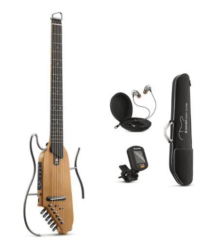 Donner - HUSH-I Silent Guitar Maple Donner HUSH-I Acoustic-Electric Guitar Kit for Travel Silent Practice Color: Maple-Natural