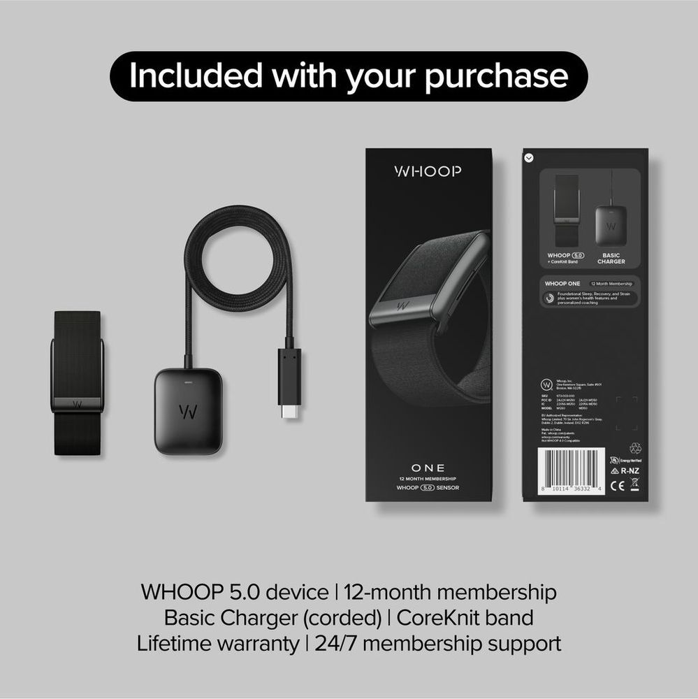 WHOOP One – 12-Month Membership – 5.0 Health and Fitness Wearable – 24/7 Activity Tracker with VO2 Max, Sleep Tracking, Personalized Coaching, Menstrual Cycle Insights – 14+ Days Battery Life