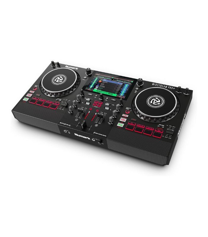 Numark Mixstream Pro+ Standalone DJ Controller, Amazon Music Unlimited Streaming, Mixer, Touchscreen, WiFi, Speakers, Works with Serato and Virtual DJ