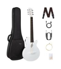 Enya NOVA Go SP1 Carbon Fiber Acoustic Electric Guitar with Smart AcousticPlus 35 Inch Travel Acustica Guitarra Starter Bundle Kit of Gig Bag, Strap, Strings, Charging Cable, Instrument Cable(