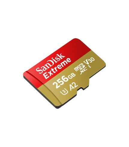 SanDisk 256GB Extreme microSD UHS I Card for 4K Video on Smartphones, Action Cams & Drones 190MB/s Read, 130MB/s Write SDSQXAV 256G GN6MN, Red/Gold