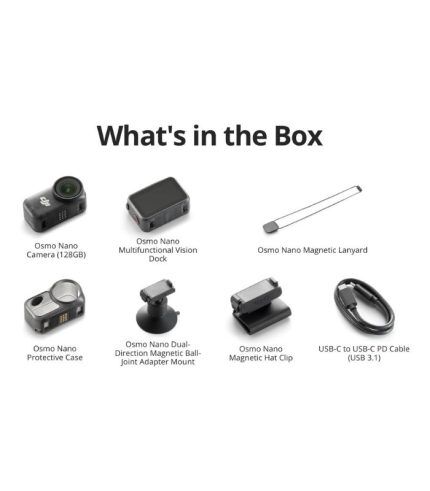 DJI Osmo Nano Standard Combo (128GB), Small 4K/60fps Vlogging Camera with a 1/1.3″ Sensor, 143° Wide FOV Video, 200-Min Recording, Magnetic POV Cam 4K for Sports, Vlog, UAE Version, Official Warranty