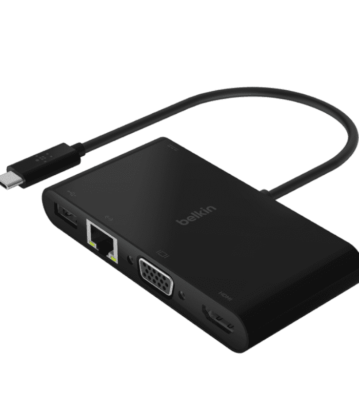 ⁦بلكين يو أس بي سي إلى أتش دي أم أي، في جي أي، يو أس بي أي، غيغابت إيثرنت وتسليم طاقة ١٠٠ وات - أسود⁩ - الصورة ⁦1⁩