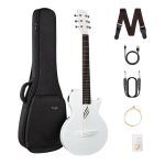 Enya NOVA Go SP1 Carbon Fiber Acoustic Electric Guitar with Smart AcousticPlus 35 Inch Travel Acustica Guitarra Starter Bundle Kit of Gig Bag, Strap, Strings, Charging Cable, Instrument Cable(