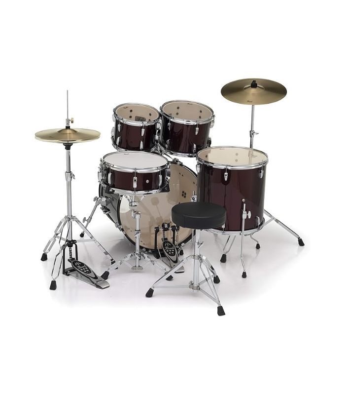 Pearl Roadshow 5pc Drum Set 2216B/1008T/1209T/1616F/1455S with Cymbal & Hardware Red Wine Finish - Image 3