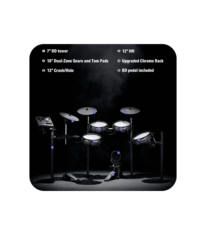 Donner DED-500P Electric Drum Set with Mesh Heads - Image 2