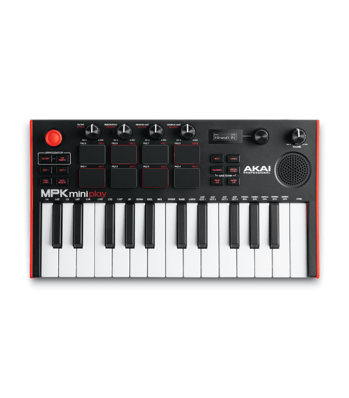 Akai Professional Mpk Mini Play Mk3 25 Key, Black, Red And White, Mpkminiplaymk3
