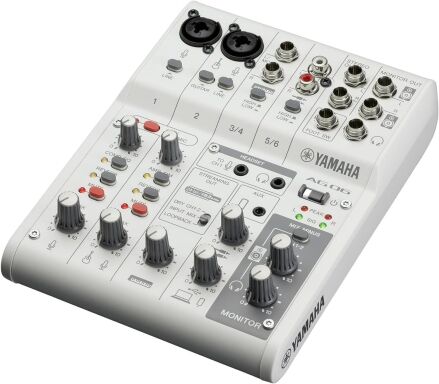 Yamaha White 6 Channel Live Streaming Mixer/USB Interface for IOS/Mac/PC, AG06MK2 W