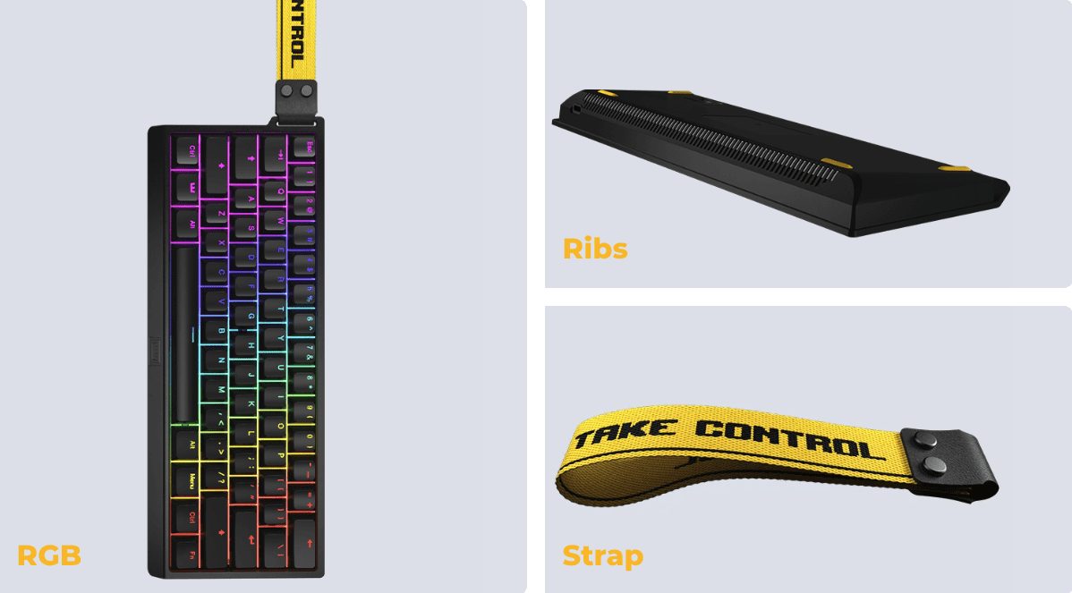 Wooting 60HE+ The Wooting 60HE+ has a 60% layout and is armed with Lekker L60 switches. This keyboard gives gamers unprecedented control over their in-game characters, making it one of the go-to keyboards for professional gamers. Besides a competitive edge, the 60HE+ is made to be modified, so keyboard enthusiasts can mod it to their liking.