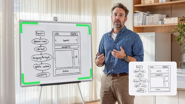 Whiteboard Modes Advanced AI automatically detects and enhances whiteboards, perfect for online classes and presenting ideas.