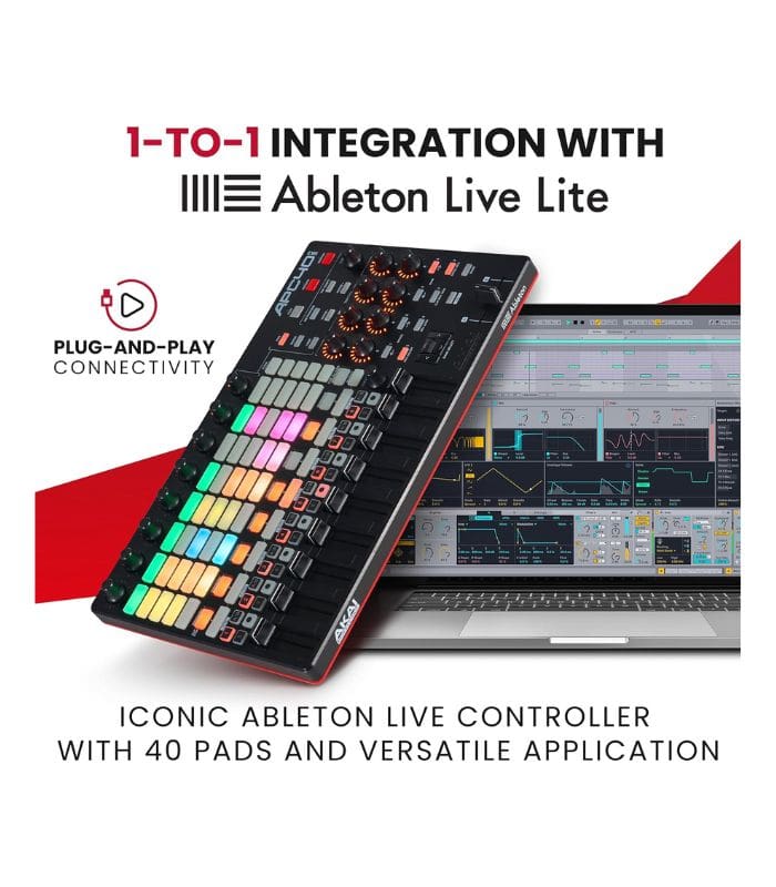 Akai Professional APC40 MKII Pad Controller USB Performance Controller for Ableton Live with 8 Encoders, 9 Faders, 1 Crossfader, and Clip-launch Matrix