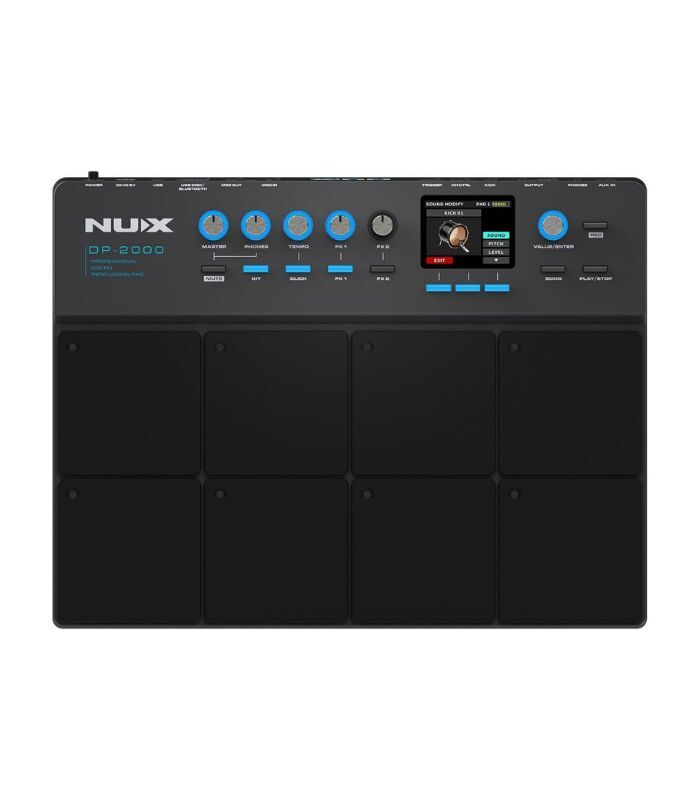 NUX DP-2000 8-Velocity Sensitive Independent Strike Percussion Pad with LED Lights, UI Interactive Interface, Six On-Board Effects, and Wavimport Function