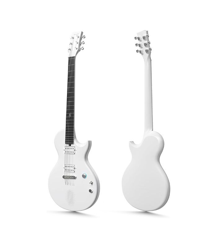 Enya Nova Go Sonic Electric Guitar - White Carbon Fiber Smart Electric Guitar with 10W Wireless Speaker, Built-in Presets, Charging Cable, Adjuster Key and Cover