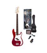 SX Guitar SB2-SK-CAR Precision Electric Bass Package Guitar - Candy Apple Red