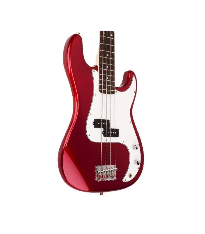SX Guitar SB2-SK-CAR Precision Electric Bass Package Guitar - Candy Apple Red - Image 5