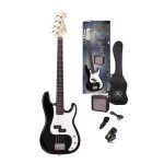 SX Guitar SB2-SK-BK Precision Electric Bass Package Guitar - Black
