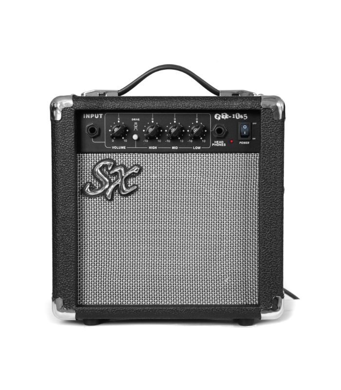 SX Guitar SE1-SK-BK Stratocaster Electric Package Guitar - Black - Image 6