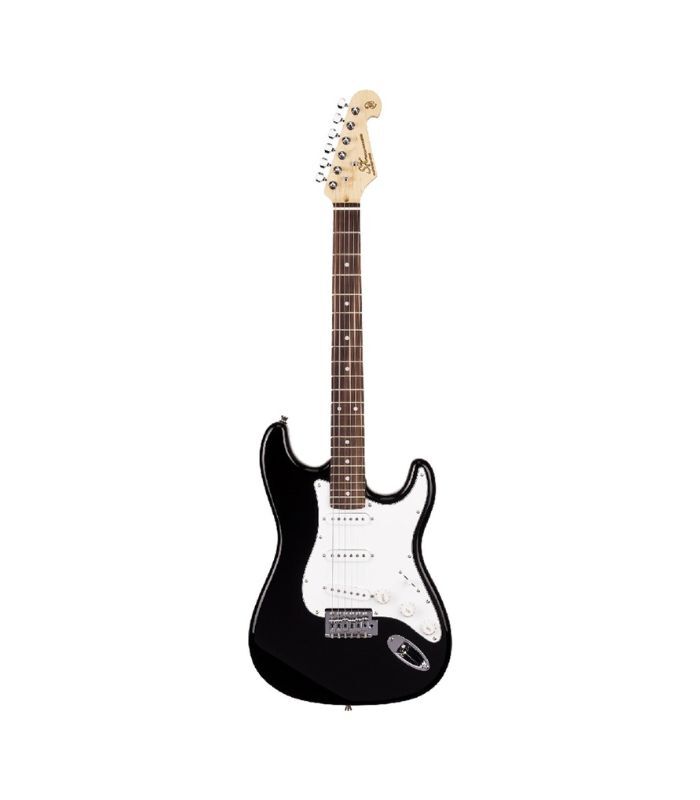 SX Guitar SE1-SK-BK Stratocaster Electric Package Guitar - Black - Image 5