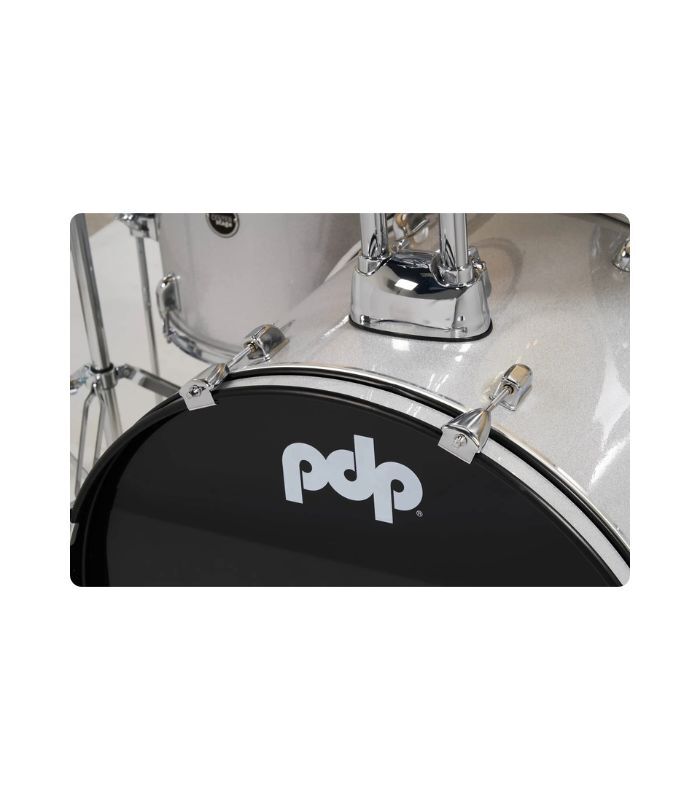 PDP Drums - PDCE2215KTDW Center Stage 5-Pieces Drumset with Hardware and Cymbals - Diamond Silver - Image 5