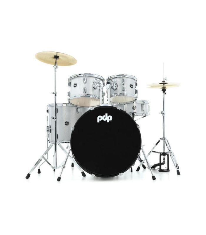 PDP Drums - PDCE2215KTDW Center Stage 5-Pieces Drumset with Hardware and Cymbals - Diamond Silver - Image 2