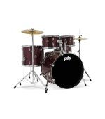 PDP Drums - PDCE2215KTRR Center Stage 5-Pieces Drumset with Hardware and Cymbals - Ruby