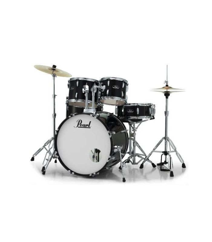 Pearl Roadshow 5pc Drum Set 2216B/1008T/1209T/1616F/1455S With Cymbal & Hardware Jet Black Finish - Image 4