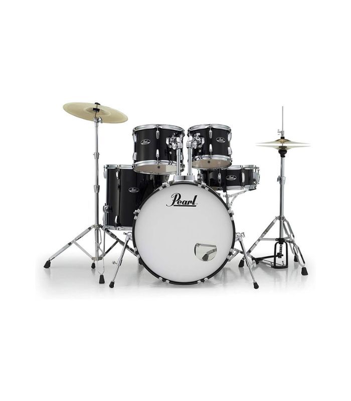 Pearl Roadshow 5pc Drum Set 2216B/1008T/1209T/1616F/1455S With Cymbal & Hardware Jet Black Finish - Image 1