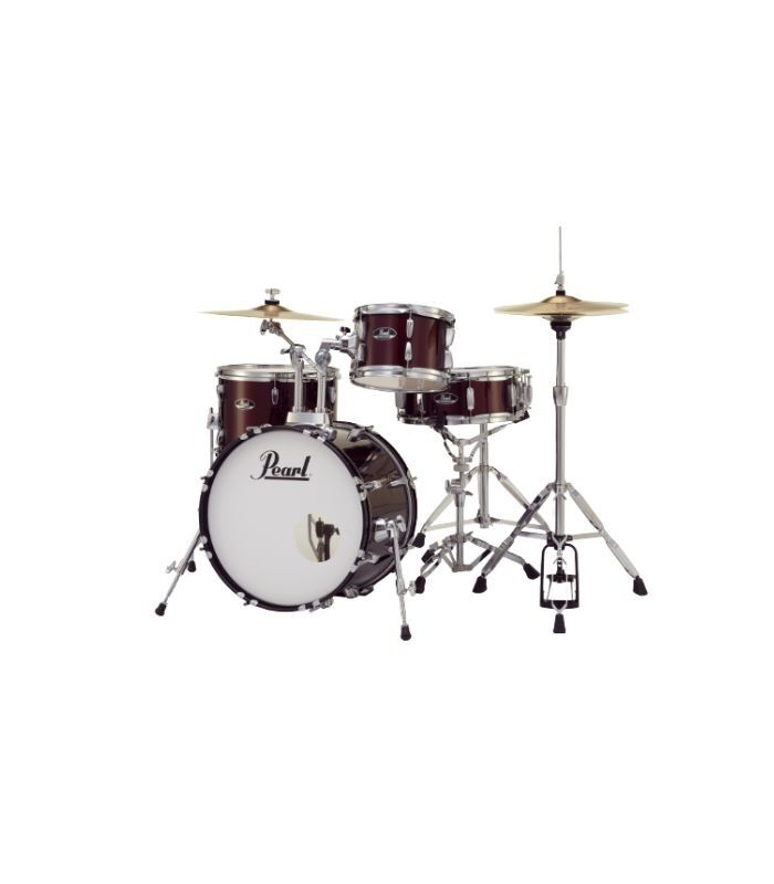Pearl Roadshow 4pc Drum Set 1812B/1007T/1410F/1350S with Cymbal & Hardware Red Wine Finish - Image 3