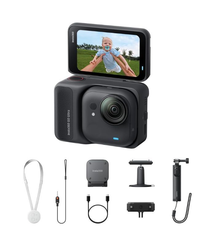 Insta360 GO Ultra Midnight Black Creator Bundle inc Mini 2-in-1 Tripod 2.0, Quick Release Mount & Pivot Stand