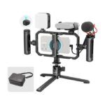 SmallRig All-in-One Universal Quick Release Phone Video Rig Kit Pro, Phone Stabilizer Rig Kit with LED Light Microphone QR Tripod Dual Handles Power Bank Holder, for Creator & Live Streaming - 4704