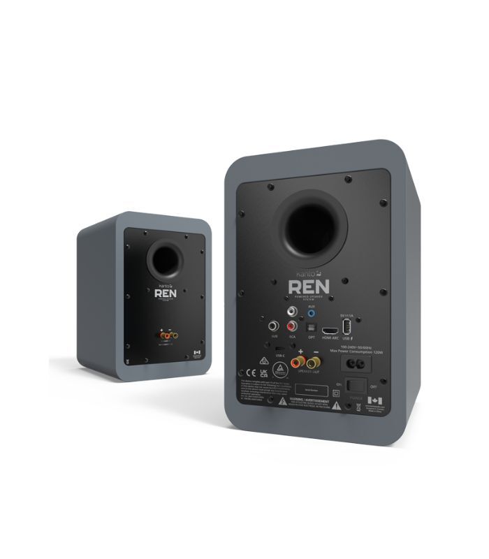 Kanto Audio - REN 200W Powered Bookshelf Speakers with HDMI ARC, USB-C, and Bluetooth 5.3 - Matte Grey, Pair - Image 2