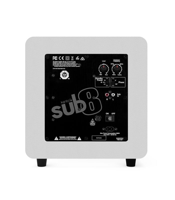 Kanto Audio - SUB8 300W 8" Sealed Powered Subwoofer, Matte White / White Grille - Image 2