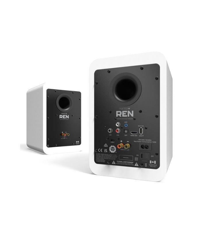 Kanto Audio - REN 200W Powered Bookshelf Speakers with HDMI ARC, USB-C, and Bluetooth 5.3 - Matte White Pair - Image 3