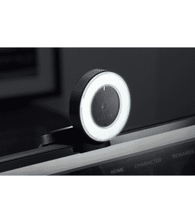 Razer-Kiyo with built-in ring light for streaming mounted on the screen